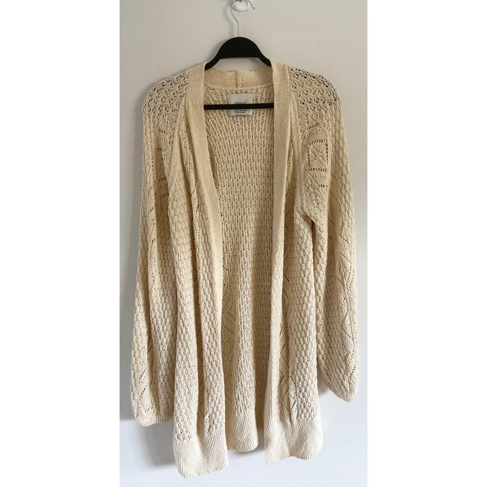 Zara Knit Sweater Duster Open Knit Women’s Cotton Long Comfy Cozy‎ Open Cardigan